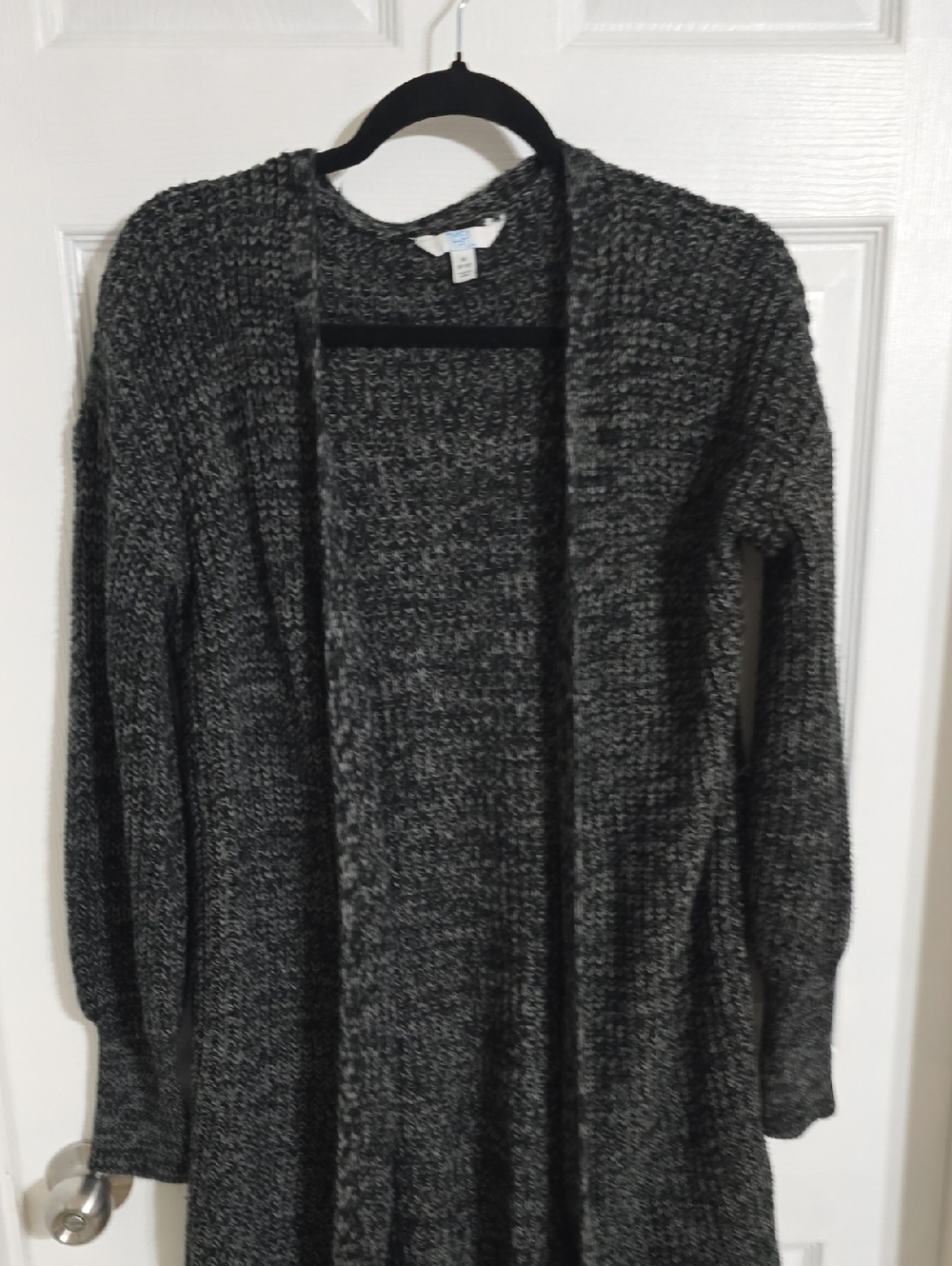 Time and Tru Charcoal Open-Front Knit Cardigan